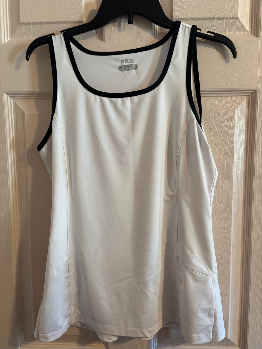 FILA White Tank with Black Trim Athletic Scoop Neck